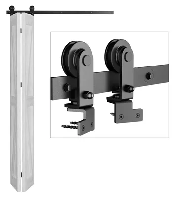 Immagine prodotto di Kit di ferramenta per porta scorrevole a due ante, per 2 porte in legno