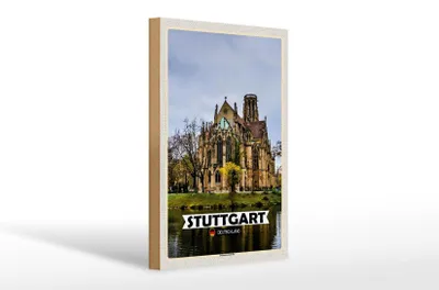 Produktbild von Holzschild Städte Stuttgart Johanneskirche 20x30cm Geschenk