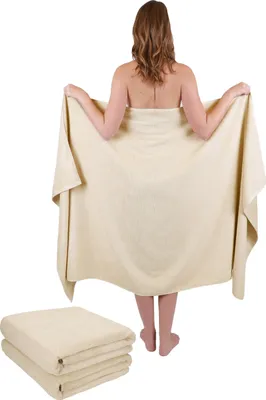 Produktbild von Betz 3-tlg. Set XXL Badetuch 100 x 180 cm DRESDEN Badetücher Saunatuch 100% Baumwolle Farbe sand