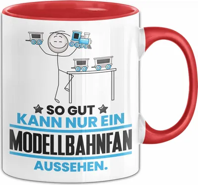 Produktbild von Modellbahnfan Geschenk Tasse So Gut Kann Nur Ein Modellbahnfan Aussehen Geschenkidee Kaffee-Becher (Rot)