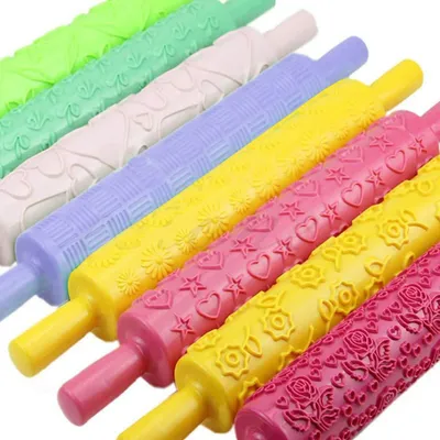 Fondant-Walzen-Set, 12 Reliefmuster, 36,5 cm, Backzubehör