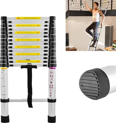 Produktbild von LARS360 440cm hliníkový teleskopický rebrík Multifunkčný jednoduchý rebrík Viacúčelový rebrík 15priečok Vysokokvalitný hliníkový rebrík Nosnosť 150 kg