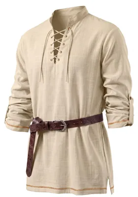 Obrázok produktu pre Mužský kostým Vikinga - khaki farby, so šnúrkami