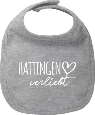 Produktbild von Huuraa Baby Lätzchen Hattingen verliebt Heather Grey Klettverschluss  Baumwolle Latz Geschenkidee