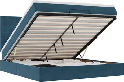 Zdjęcie produktu dla vidaXL Łóżko otomana z materacem i diodami LED ciemnoniebieskie 160x200 cm aksamitne