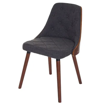 Image de lot de 6 chaises de salle à manger HWC-A75, chaise visiteur de cuisine, aspect noyer bois courbé ~ textile gris