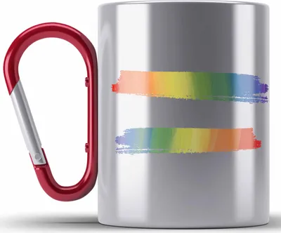 Produktbild von Trendation - Regenbogen Edelstahl Tasse Karabiner Geschenk LGBT Schwule Lesben Transgender Grafik Pride (Rot)