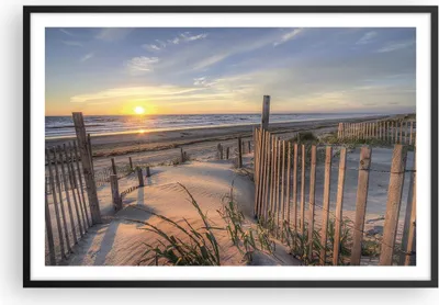 Produktbild von Gerahmtes Poster - Schwarzer Rahmen - Westen Sonne Düne - 91,5x61 cm - Wand Bild - Wanddeko - Wandbilder - Kunstposter - Wandposter - Bilderrahmen - Bilder - Kunstdruck - Wandbild - P2BAA91x61-4219