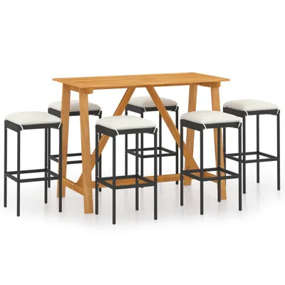 Produktbild von vidaXL 7-tlg. Gartenbar-Set mit Kissen Schwarz