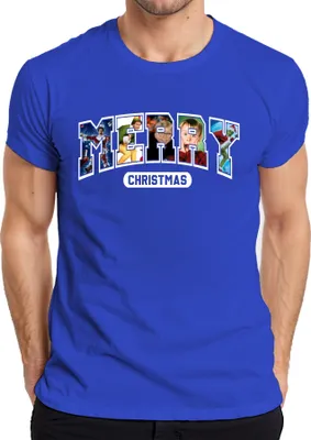 Produktbild von Merry Christmas Weihnachtsfilm Home Alone Elf Grinch Retro Herren T-Shirt, Blau, XL