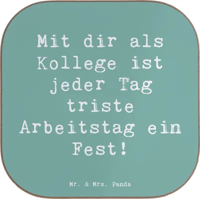 Produktbild von Mr. & Mrs. Panda Tischschoner Spruch Fest Kollege - Meeresbrise - Geschenk, Danke sagen, Bedanken, Dankeschön, Holzuntersetzer, personalisiertes, gläseruntersetzer, für