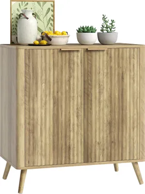 Produktbild von Wohnzimmer-Sideboard/Aufbewahrungsm?bel mit 2-tš¹rigem Schrank und verstellbarem Einlegeboden, 77 x 40 x 81 cm, Holzoptik