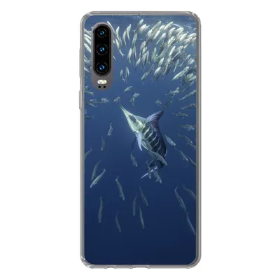 Produktbild von MuchoWow® Handyhülle Schutzhülle Hülle für Huawei P30 Wasser - Sardinen - Tiere Silikon Softcase Handy Hülle - Kartenbesitzer