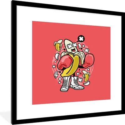 Produktbild von MuchoWow® MuchoWow® Gerahmtes Poster Boxen - Banane - Retro 40x40 cm - Poster mit zchwarzem Bilderrahmen - Poster - Plakat im Rahmen