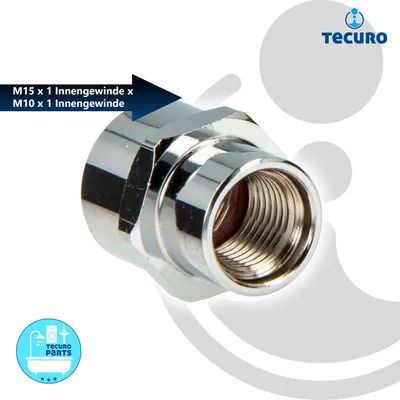 Produktbild von tecuro Reduzierstück M15/1 Innengewinde x M10/1 Innengewinde MS-verchromt