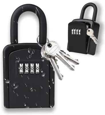Imagen del producto de Caja para llaves con código de 4 dígitos, de metal, portátil, para uso en exteriores