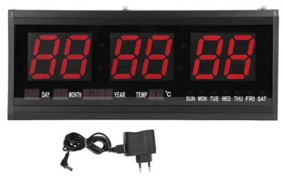 Obrázek produktu pro Velké digitální LED nástěnné hodiny s teploměrem
