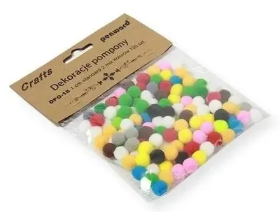 Image de Décorations pompons 1 cm, assortiment de couleurs, 120 pièces - Penword