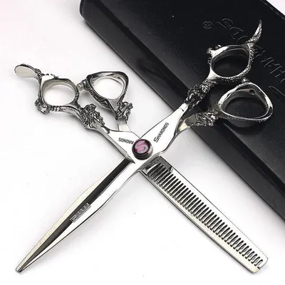 Produktbild von Friseurschere Effilierschere Haar 16.5 cm Edelstahl 2 Stück-Set