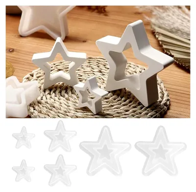 Produktbild von 6 Stück Silikonformen in Sternform für Kerzen, Seifen und Gips - Gießformen für Weihnachtsdekorationen
