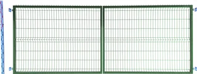 Produktbild von Doppelflügeltor 150 cm grün Einstabmatten 3D RAL6005 zweiflügelig 153 cm zweiflügelige Toranlage Einfahrtstor Doppelstabmatten