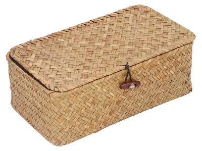 Produktbild von Aufbewahrungsbox mit Deckel - Aufbewahrungsbox für Spielzeug - Aufbewahrungsbox für das Kinderzimmer - Aufbewahrungsboxen - Aufbewahrungsbox aus Rattan - Stoffbezug mit elastischem Band - Kleine Aufbewahrungsbox