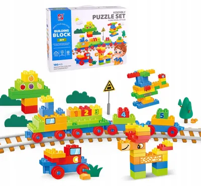 Image de Briques de construction 180 pièces avec autocollants – jeu de construction enfant en boîte cadeau, blocs en plastique dès 3 ans
