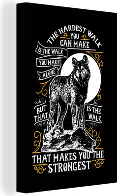 Produktbild von MuchoWow® - Leinwandbilder - Wolf - Retro - Briefe - Zitat, Wandbild, Wanddeko Bilder Wohnzimmer, 40x60 cm