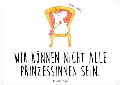 Produktbild von Mr. & Mrs. Panda Wandbild Einhorn König DIN A3 - Weiß - Geschenk, Unicorn, Krone, wandtafel, Kaiser, Magnetschild, Schild, Bundeskanzler, tafel, Deko Metallschild