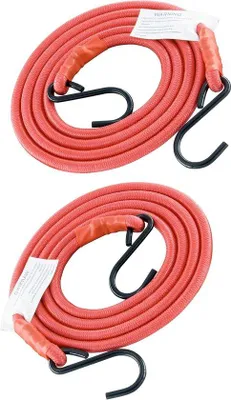 Produktbild von Elastische Reisebungeekordeln mit Karabinern - 1,83 Meter - 2 Stück - Roter Farbton - Hochbelastbar