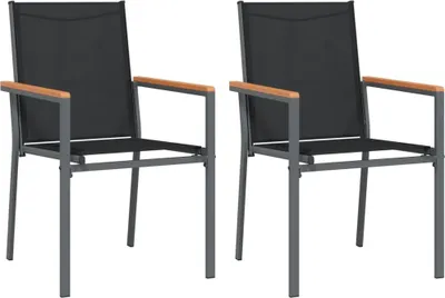 Produktbild von vidaXL Gartenstühle 2 Stk. Schwarz 55x61,5x90 cm Textilene und Stahl