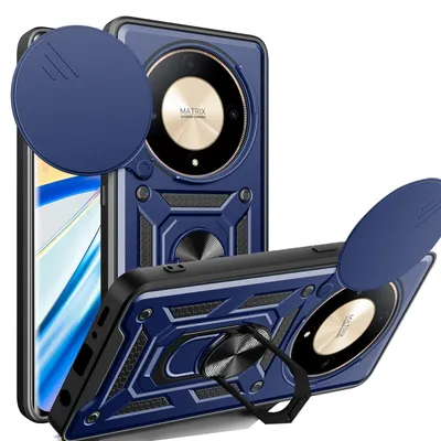Produktbild von Outdoor Panzer Hülle Honor Magic 6 Lite Handyhülle Slide Kameraschutz Ringhalter Blau