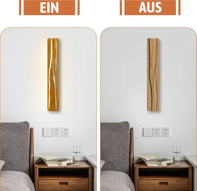 Produktbild von ZMH Holz Wandleuchte LED 8W Wandlampe innen Holz Flurlampe Wohnzimmerlampe warmweiß für Schlafzimmer Flur