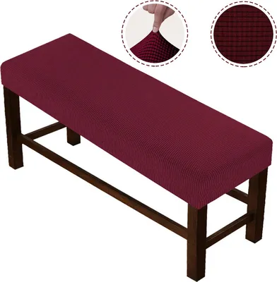 Produktbild von Sitzbezüge zum Essen, Jacquard-Rechteckbank-Schonbezug mit hoher Dehnung, Sitzkissenbezüge, Schonbezüge für Sitzkissen (groß - weinrot)