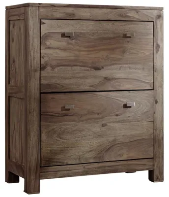 Immagine prodotto di MASSIVMOEBEL24 | NATURE GREY #96 Scarpiera in legno di sheesham - oliato / grigio 80x41x100