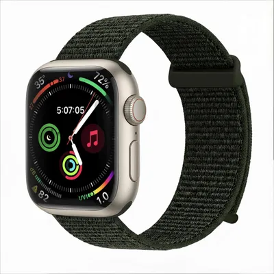 Produktbild von Smartwatch Armband für Apple Watch Series 1 38mm Nylon Textil Band Ersatzband Wechselband Klettverschluss flexibel atmungsaktiv Grün Oliv