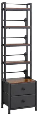 Obrázek produktu pro Skříňka na multimediální nosiče, organizér na DVD se 4 policemi a zásuvkami, 40 x 30 x 143,5 cm, organizér na CD, DVD, knihy a hry, skříňka na CD do obývacího pokoje nebo domácí kanceláře