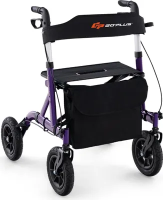 Produktbild von Faltbarer Leichtgewicht-Rollator mit Sitz, Aluminium, 136 kg Tragkraft