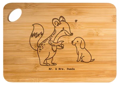 Produktbild von Mr. & Mrs. Panda Frühstücksbrettchen Fuchs Hundetraining - Transparent - Geschenk, Holzbrett, Hackbrett, brotbrett, Hundeerziehung, Schneidebrett, Welpenschule