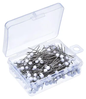 250 Stecknadeln mit Glaskopf, 3,8 cm, weiß, in Box