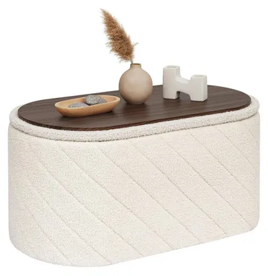 Produktbild von Klappbare Sitzbank mit Stauraum, Bettbank, 76x38x38 cm, Cremeweiß