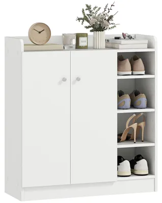 Produktbild von Schuhschrank Schuhkommode, 4 Regale, 1 Schrank, 83x30x90 cm, Weiß, für Flur