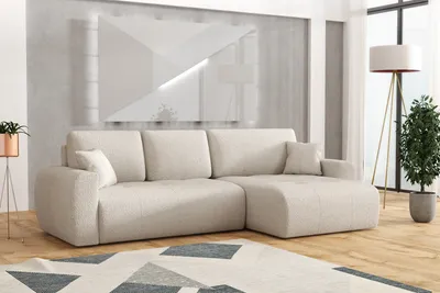 Produktbild von Emoebel24 Ecksofa mit Schlaffunktion und Bettkasten, Sofa L-form 280x142x87 cm UNO Creme