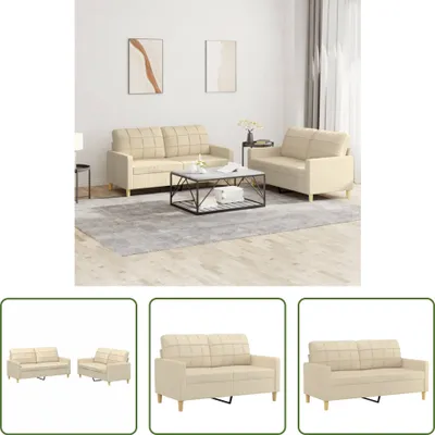 Produktbild von The Living Store 2-tlg. Sofagarnitur mit Kissen Creme Stoff
