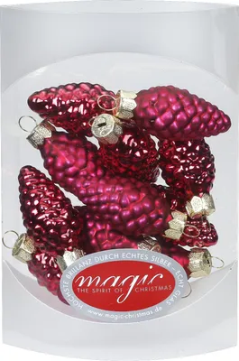 Produktbild von Christbaumschmuck Zapfen Glas 4.5cm, 12 Stück, Farbe:bordeaux - ochsenblut glanz / matt