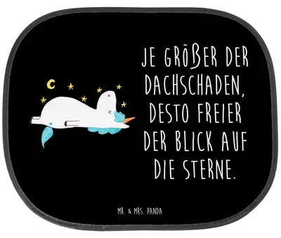 Produktbild von Mr. & Mrs. Panda Sonnenblende Auto Einhorn Sternenhimmel - Schwarz - Geschenk, Sonnenschutz, Verrückt, für, Sterne, Unicorn, autofenster, saugnapf, Seitenscheibe