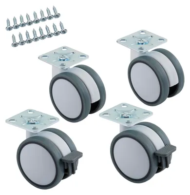 Produktbild von SOTECH Möbelrolle Hamm Ø 60 mm weiß/grau – Anschraubplatte 47×47 mm (2 Stück)