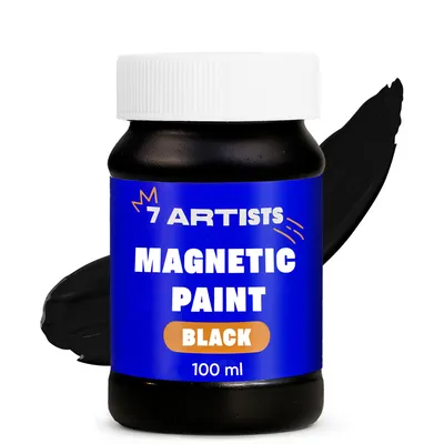 Produktbild von 7 Artists Magnetfarbe Schwarz 100 ml – Magnetische Tafelfarbe mit Metallpartikeln für Wände, Holz & Deko | Beschreibbar mit Kreide