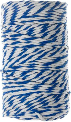 Produktbild von Baumwollkordel weiß und blau 2mm Baumwollschnur 50m