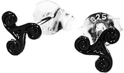 Produktbild von Paar 925 Sterling Silber Keltische Ohrstecker Keltisches Triskel Schwarz 7023